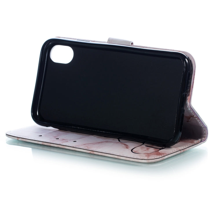 For iPhone X / XS Heart + Marble Pattern Horizontal Flip Leather Case with Holder & Card Slots & Wallet & Lanyard