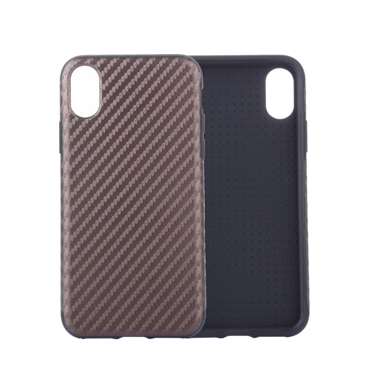 For iPhone X / XS Carbon Fiber Texture PU Case