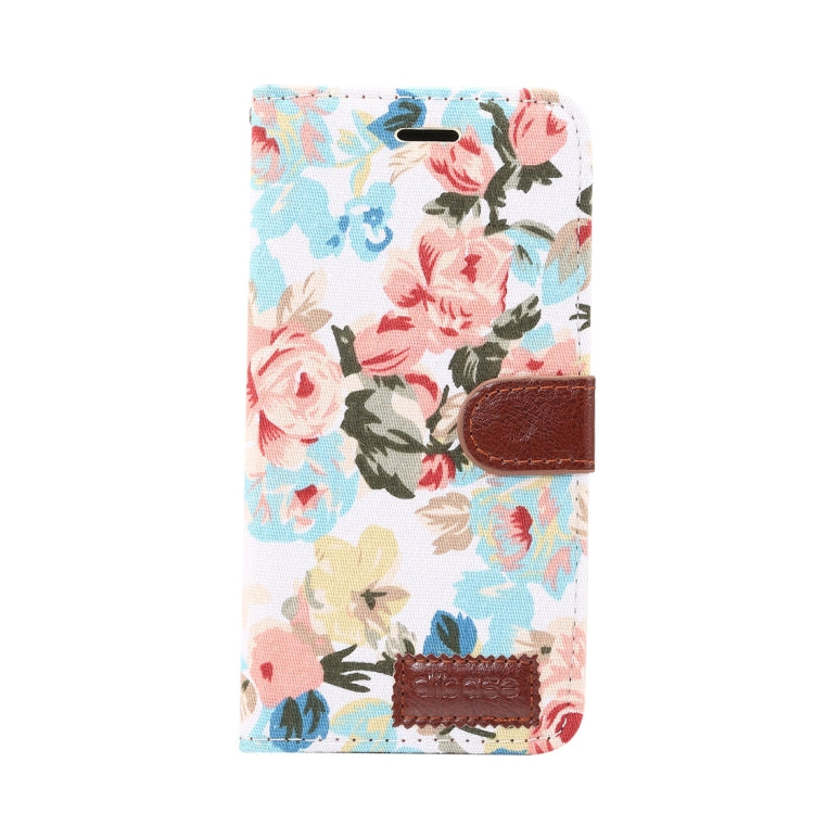 For iPhone XR Dibase Flower Pattern Horizontal Flip PU Leather Case with Holder & Card Slot(White)
