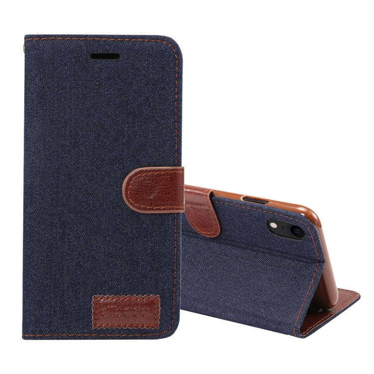 For iPhone XR Dibase Denim Texture Horizontal Flip Leather Case with Holder & Card Slots(Black)
