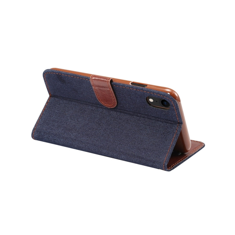 For iPhone XR Dibase Denim Texture Horizontal Flip Leather Case with Holder & Card Slots(Black)