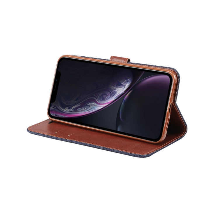 For iPhone XR Dibase Denim Texture Horizontal Flip Leather Case with Holder & Card Slots(Black)