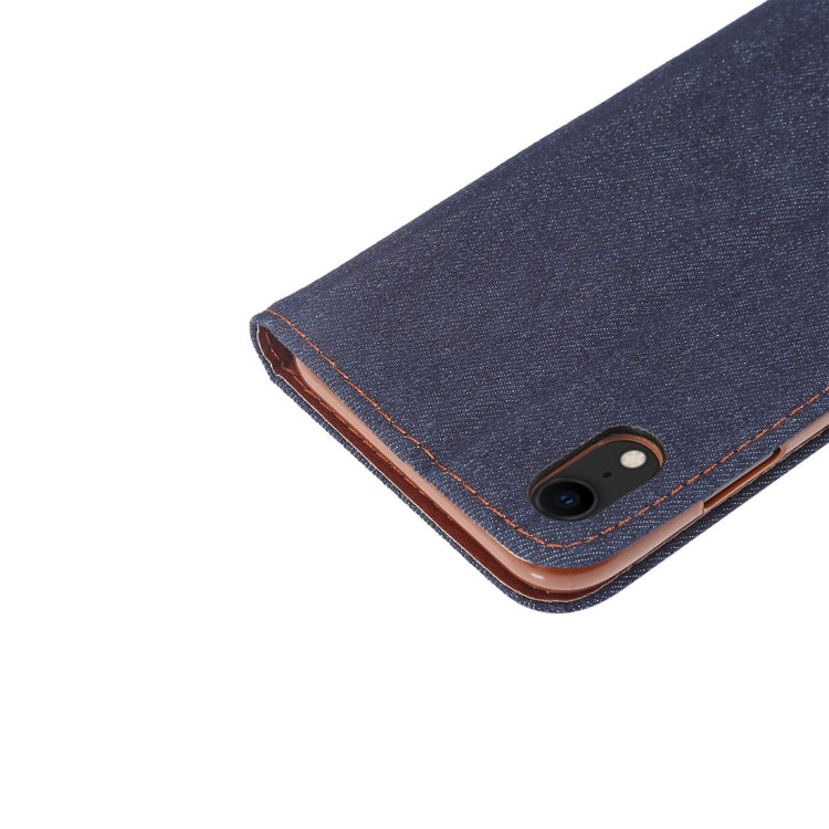 For iPhone XR Dibase Denim Texture Horizontal Flip Leather Case with Holder & Card Slots(Black)