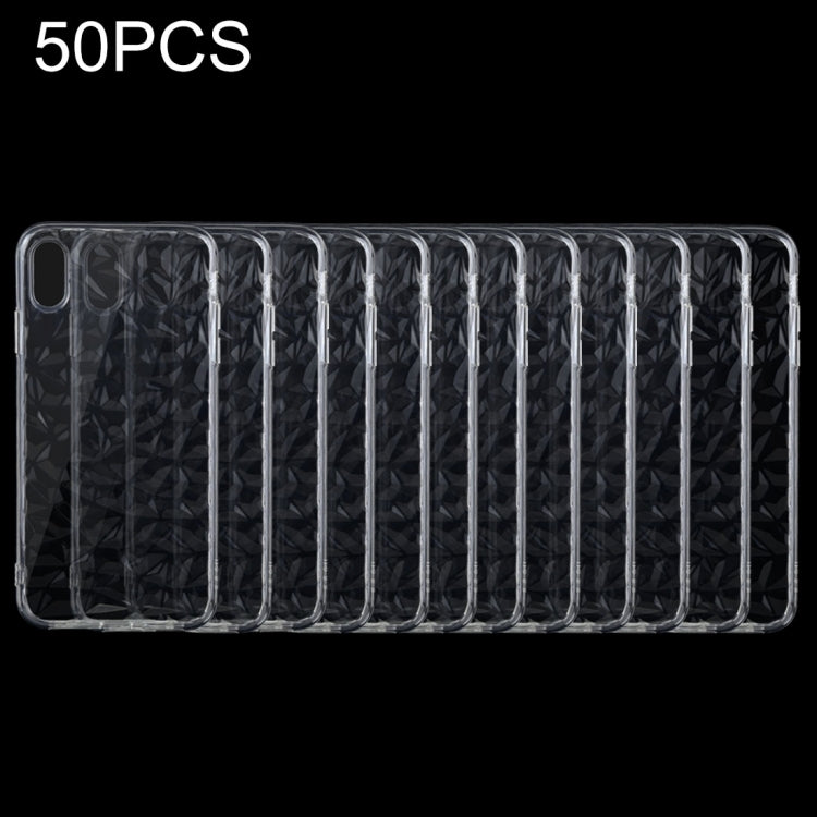 For iPhone X / XS 50pcs0.75mm Diamond Texture Transparent TPU Case