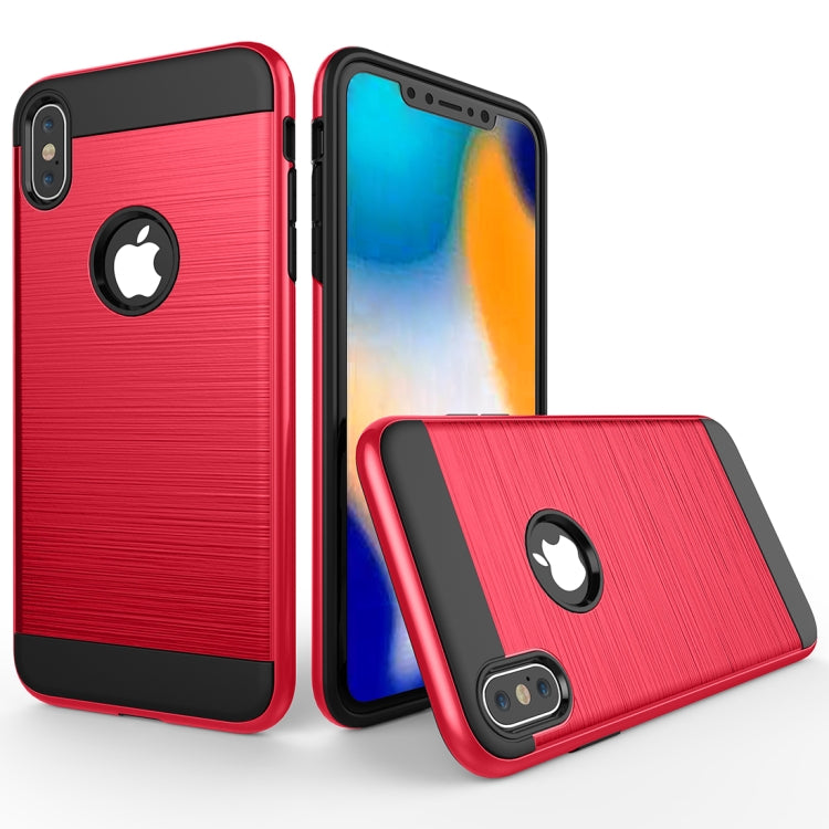 For iPhone X / XS Brushed Texture Shockproof Rugged Armor Protective Case