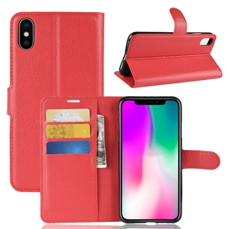 For iPhone X / XS Litchi Texture Horizontal Flip Leather Case  with Wallet & Holder & Card Slots