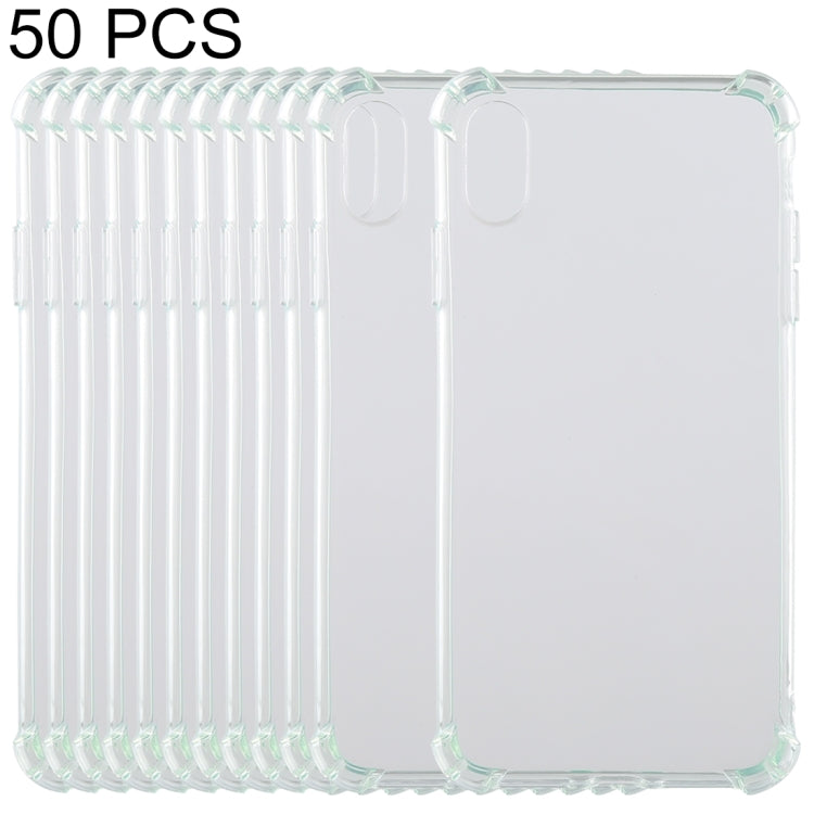 For iPhone X / XS 50pcs 0.75mm Dropproof Transparent TPU Case(Green)