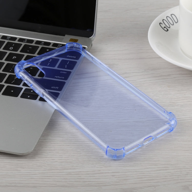 For iPhone XS Max 50 PCS 0.75mm Dropproof Transparent TPU Case (Blue)