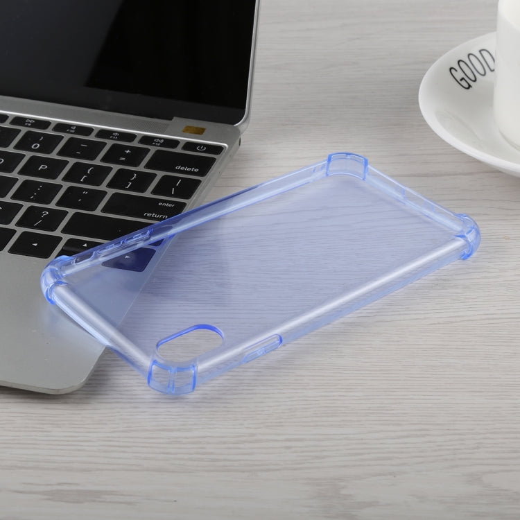 For iPhone XS Max 50 PCS 0.75mm Dropproof Transparent TPU Case (Blue)