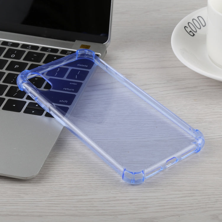 For iPhone XS Max 0.75mm Dropproof Transparent TPU Case (Blue)