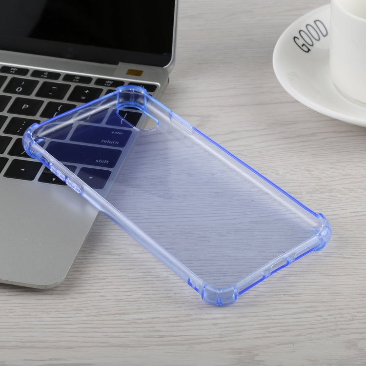 For iPhone XS Max 0.75mm Dropproof Transparent TPU Case (Blue)