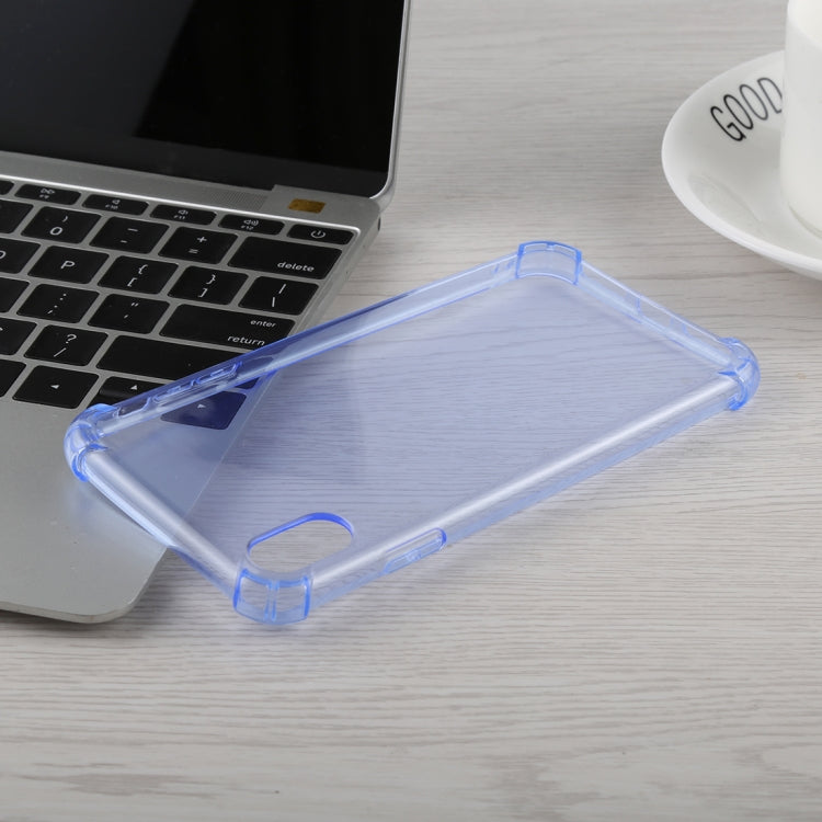 For iPhone XS Max 0.75mm Dropproof Transparent TPU Case (Blue)
