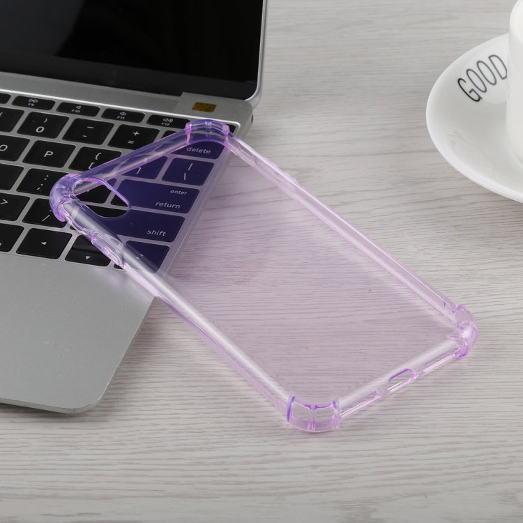 For iPhone XS Max 0.75mm Dropproof Transparent TPU Case (Purple)
