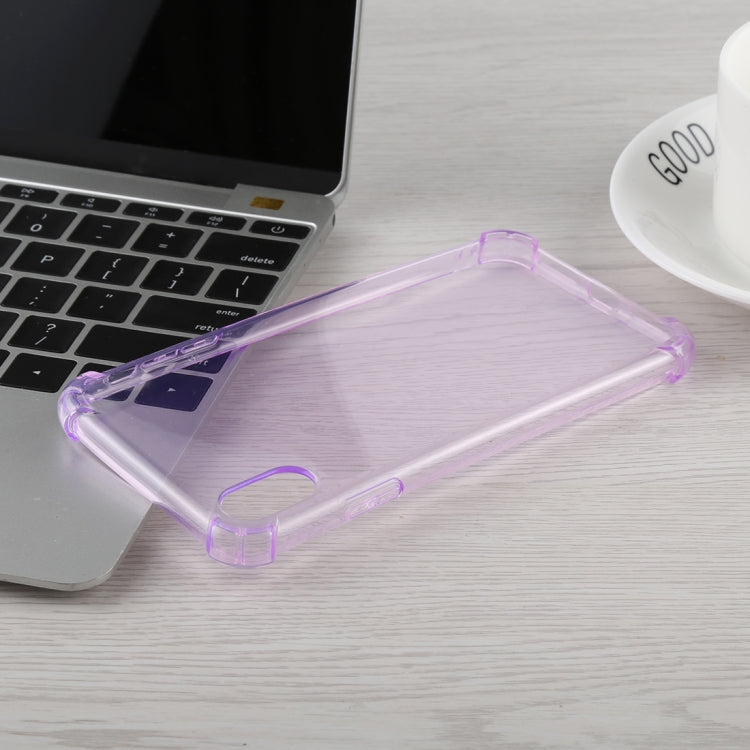 For iPhone XS Max 0.75mm Dropproof Transparent TPU Case (Purple)