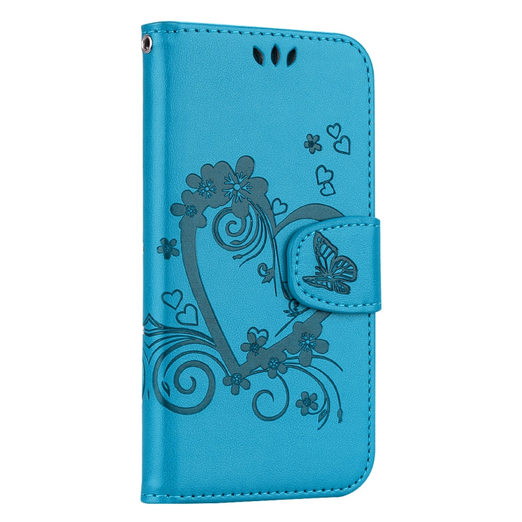 For iPhone XS Max Embossed Heart Butterfly Pattern Horizontal Flip Leather Case with Card Slot & Holder & Wallet & Lanyard