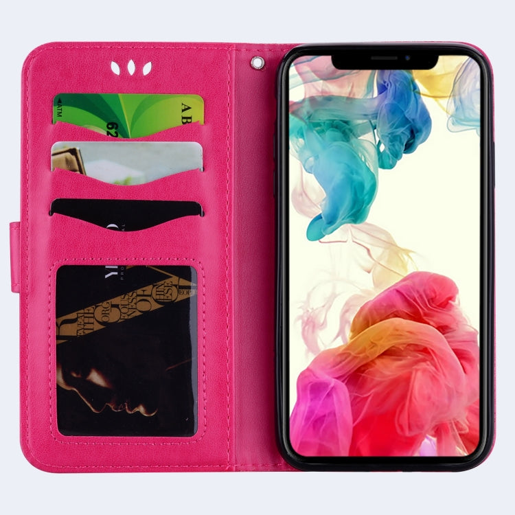 For iPhone XS Max Embossed Heart Butterfly Pattern Horizontal Flip Leather Case with Card Slot & Holder & Wallet & Lanyard
