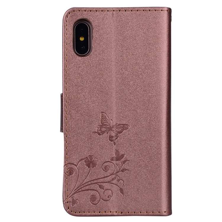 For iPhone XS Max Floral Butterfly Pattern Horizontal Flip Leather Case with Mirror & Card Slot & Holder & Wallet & Lanyard