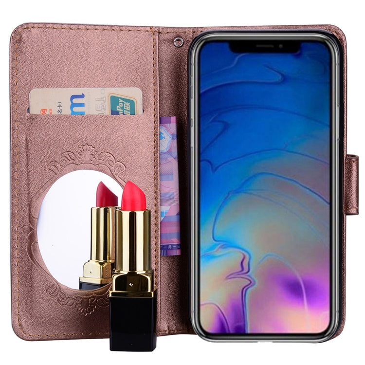 For iPhone XS Max Floral Butterfly Pattern Horizontal Flip Leather Case with Mirror & Card Slot & Holder & Wallet & Lanyard