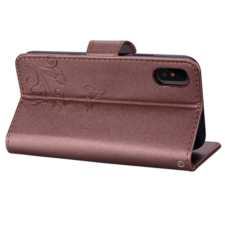 For iPhone XS Max Floral Butterfly Pattern Horizontal Flip Leather Case with Mirror & Card Slot & Holder & Wallet & Lanyard