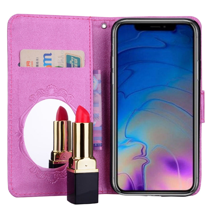 For iPhone XS Max Floral Butterfly Pattern Horizontal Flip Leather Case with Mirror & Card Slot & Holder & Wallet & Lanyard
