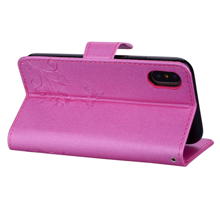 For iPhone XS Max Floral Butterfly Pattern Horizontal Flip Leather Case with Mirror & Card Slot & Holder & Wallet & Lanyard