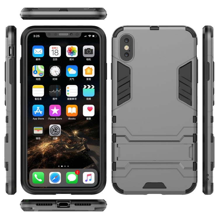 For iPhone XS Max PC + TPU Shockproof Protective Case with Holder