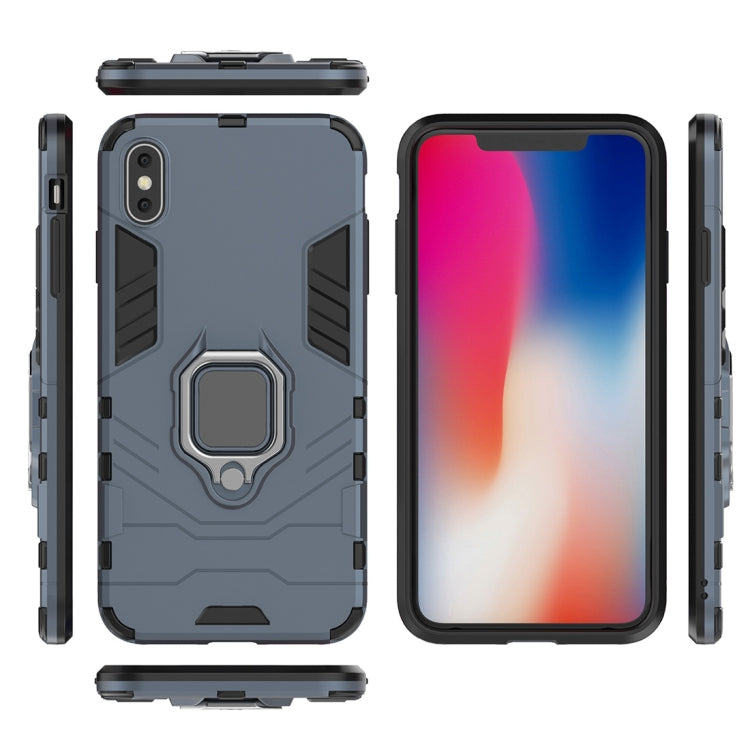 For iPhone XS Max PC + TPU Shockproof Protective Case with Magnetic Ring Holder