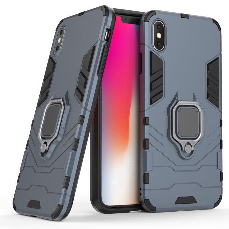 For iPhone XS Max PC + TPU Shockproof Protective Case with Magnetic Ring Holder