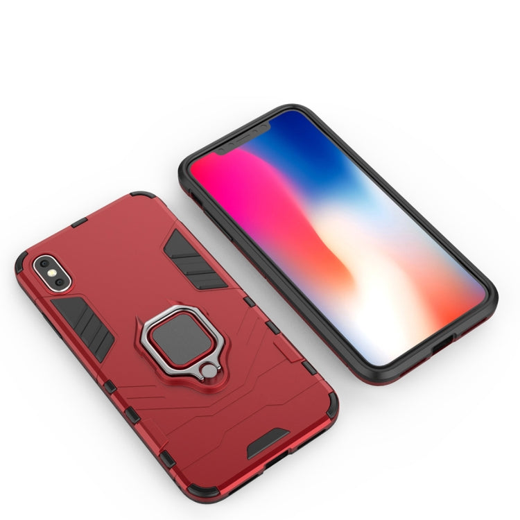 For iPhone XS Max PC + TPU Shockproof Protective Case with Magnetic Ring Holder
