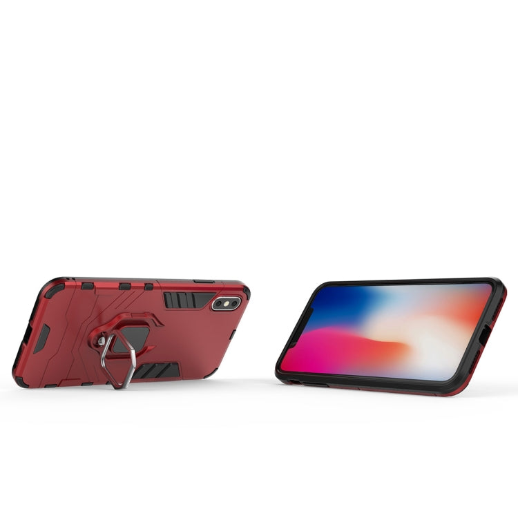 For iPhone XS Max PC + TPU Shockproof Protective Case with Magnetic Ring Holder