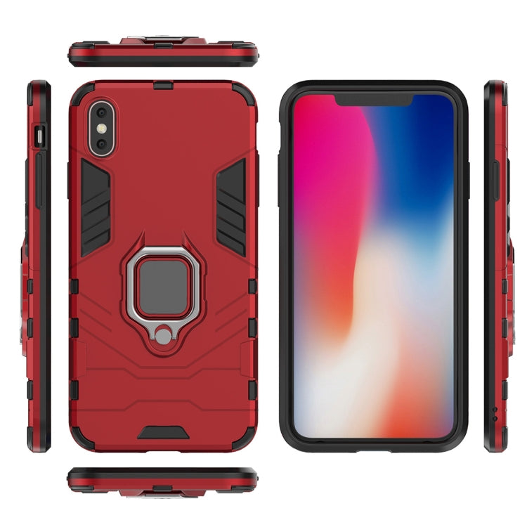 For iPhone XS Max PC + TPU Shockproof Protective Case with Magnetic Ring Holder