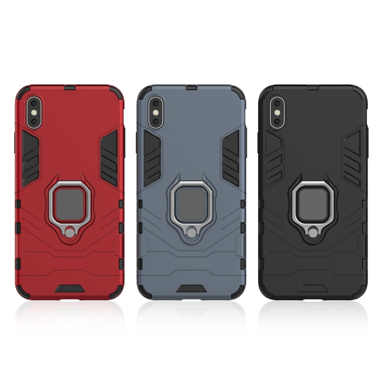 For iPhone XS Max PC + TPU Shockproof Protective Case with Magnetic Ring Holder