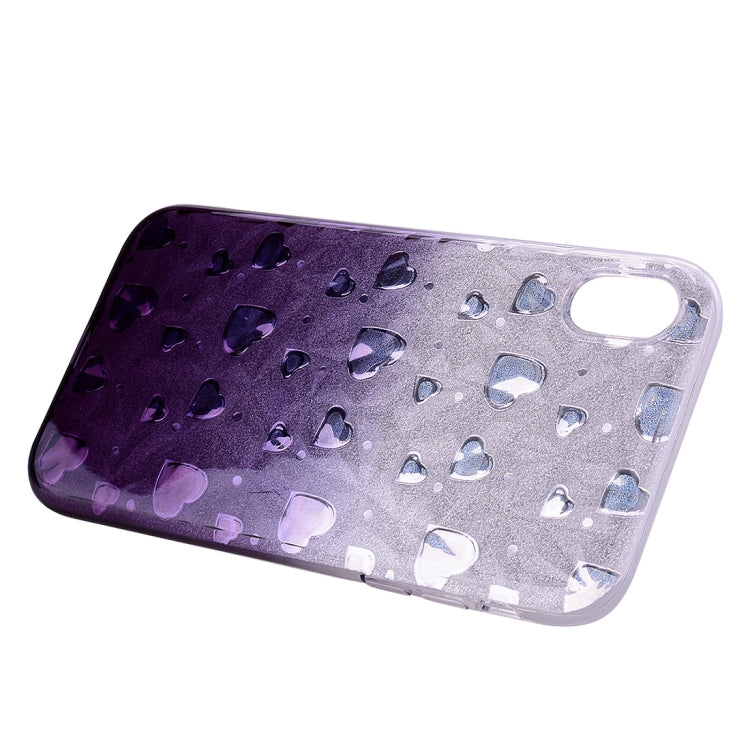 For iPhone XS Max Heart Pattern Diamond Texture TPU Protector Back Cover Case