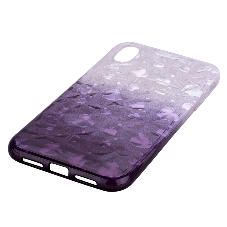 For iPhone XS Max Heart Pattern Diamond Texture TPU Protector Back Cover Case
