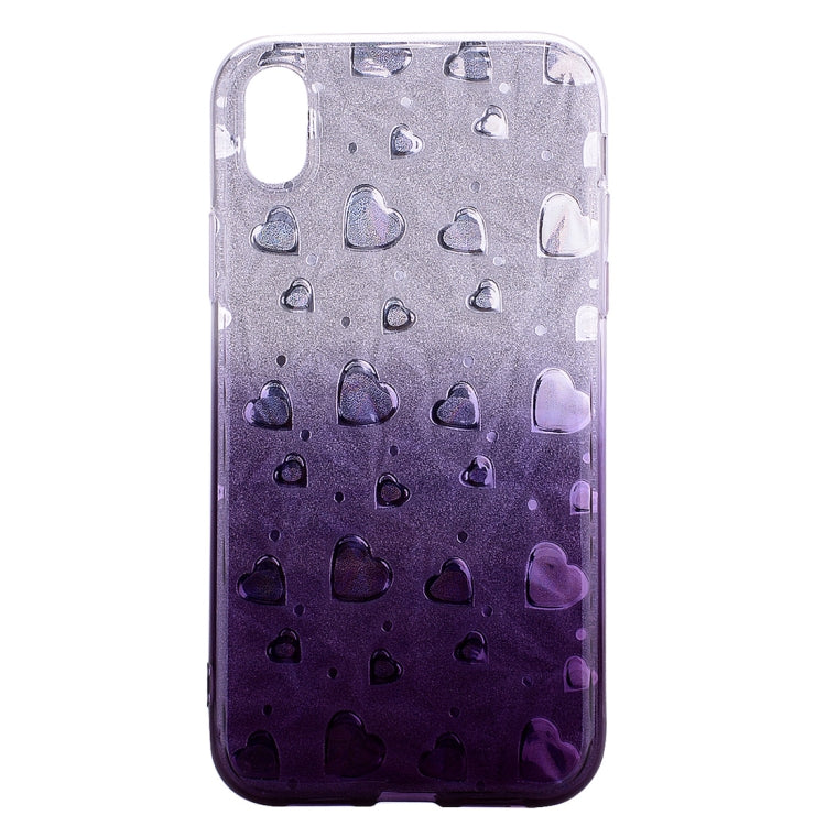 For iPhone XS Max Heart Pattern Diamond Texture TPU Protector Back Cover Case