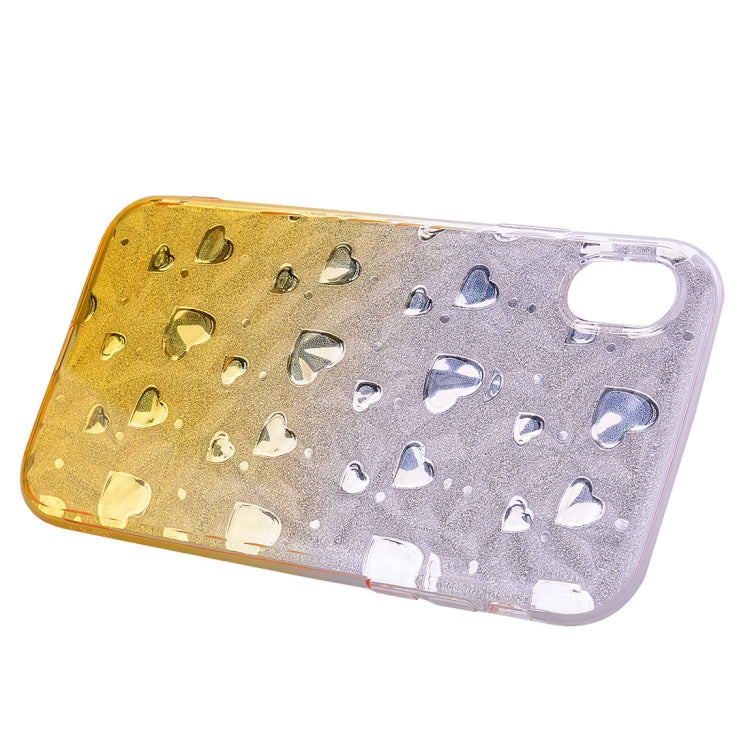 For iPhone XS Max Heart Pattern Diamond Texture TPU Protector Back Cover Case