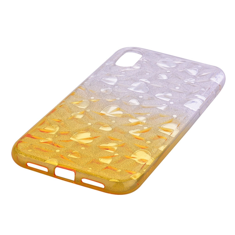 For iPhone XS Max Heart Pattern Diamond Texture TPU Protector Back Cover Case