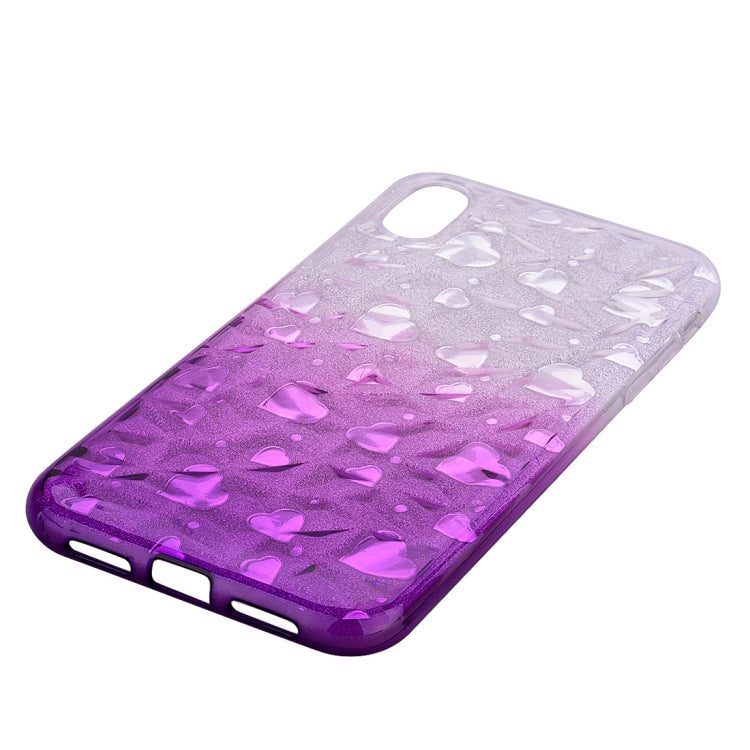 For iPhone XS Max Heart Pattern Diamond Texture TPU Protector Back Cover Case