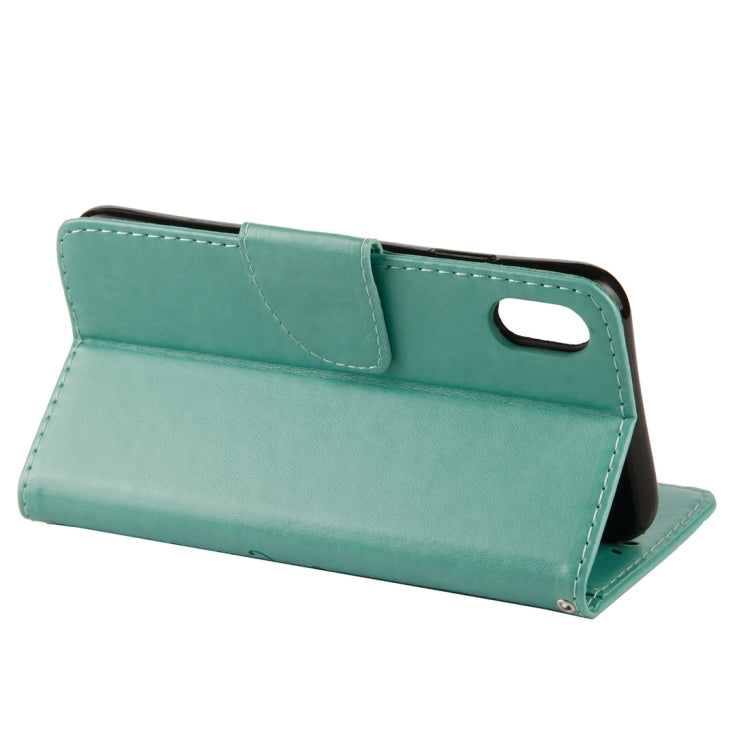 For iPhone XS Max Embossed Butterfly Pattern Horizontal Flip Leather Case with Card Slot & Holder & Wallet & Lanyard