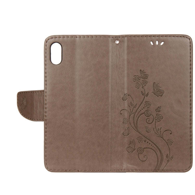 For iPhone XS Max Embossed Butterfly Pattern Horizontal Flip Leather Case with Card Slot & Holder & Wallet & Lanyard