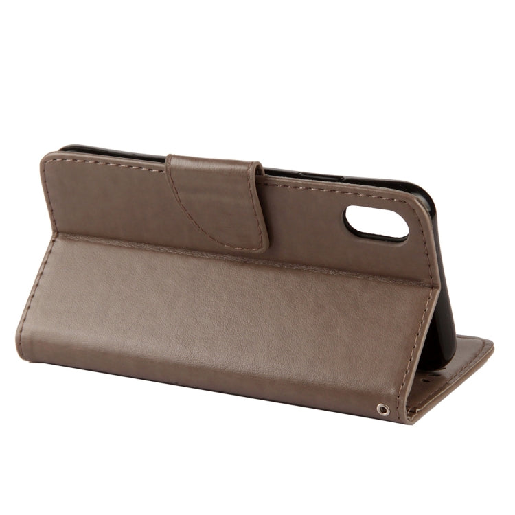 For iPhone XS Max Embossed Butterfly Pattern Horizontal Flip Leather Case with Card Slot & Holder & Wallet & Lanyard