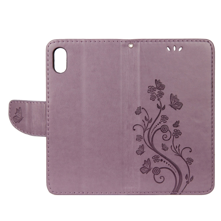 For iPhone XS Max Embossed Butterfly Pattern Horizontal Flip Leather Case with Card Slot & Holder & Wallet & Lanyard