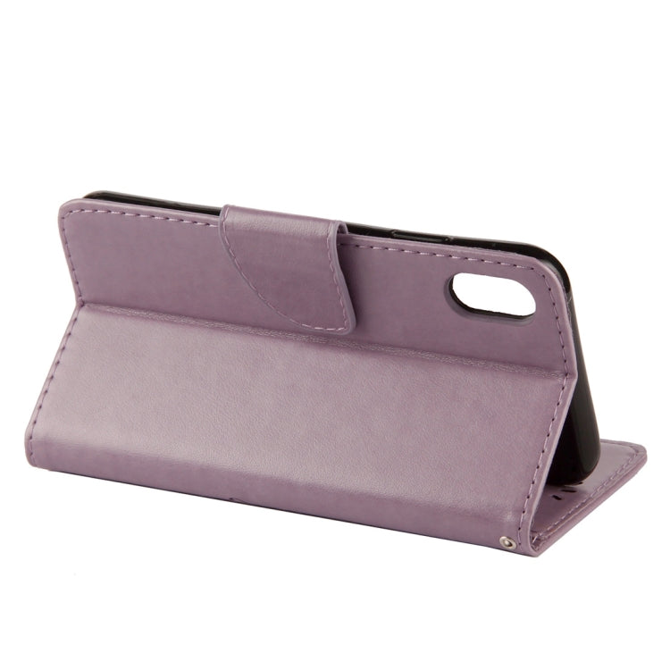 For iPhone XS Max Embossed Butterfly Pattern Horizontal Flip Leather Case with Card Slot & Holder & Wallet & Lanyard