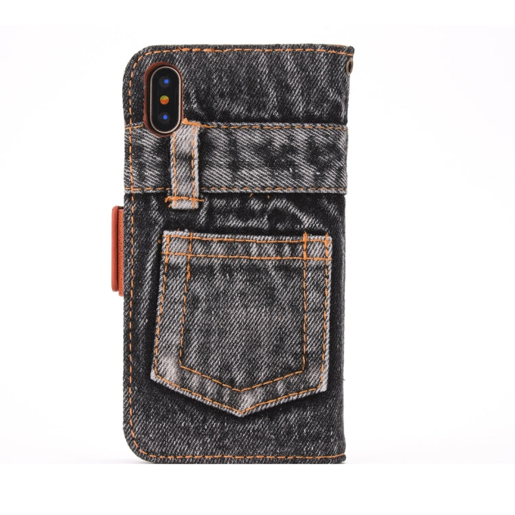 For iPhone XS Max Denim Pattern TPU Case with Card Slot & Wallet & Holder