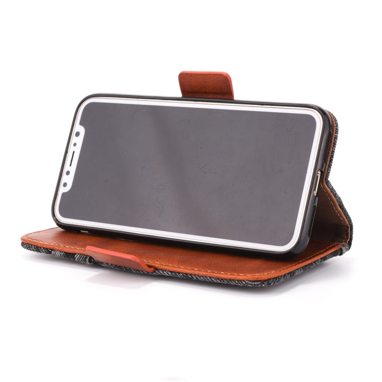 For iPhone XS Max Denim Pattern TPU Case with Card Slot & Wallet & Holder