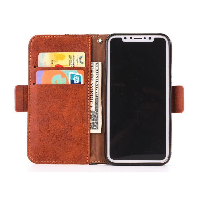For iPhone XS Max Denim Pattern TPU Case with Card Slot & Wallet & Holder