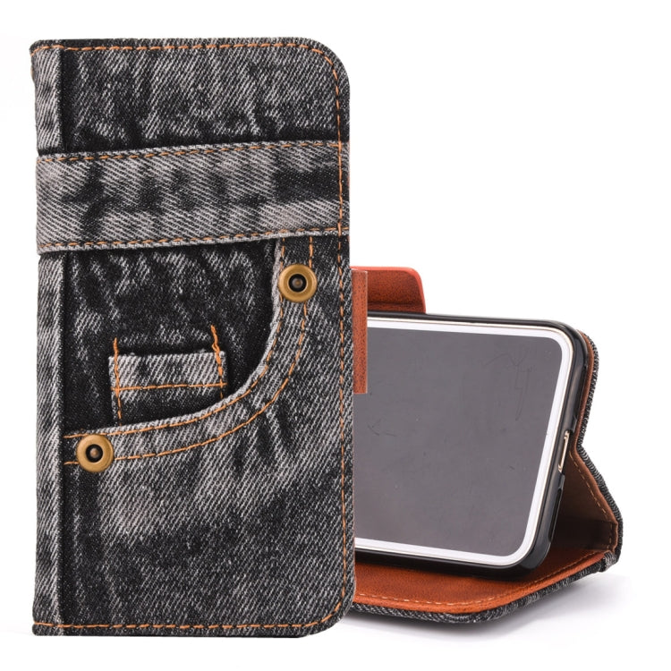 For iPhone XS Max Denim Pattern TPU Case with Card Slot & Wallet & Holder