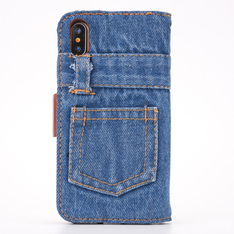 For iPhone XS Max Denim Pattern TPU Case with Card Slot & Wallet & Holder