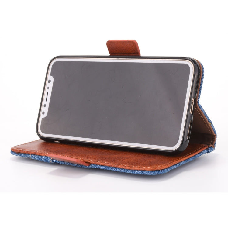 For iPhone XS Max Denim Pattern TPU Case with Card Slot & Wallet & Holder