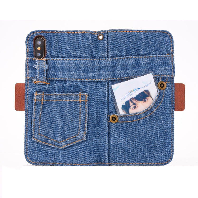 For iPhone XS Max Denim Pattern TPU Case with Card Slot & Wallet & Holder